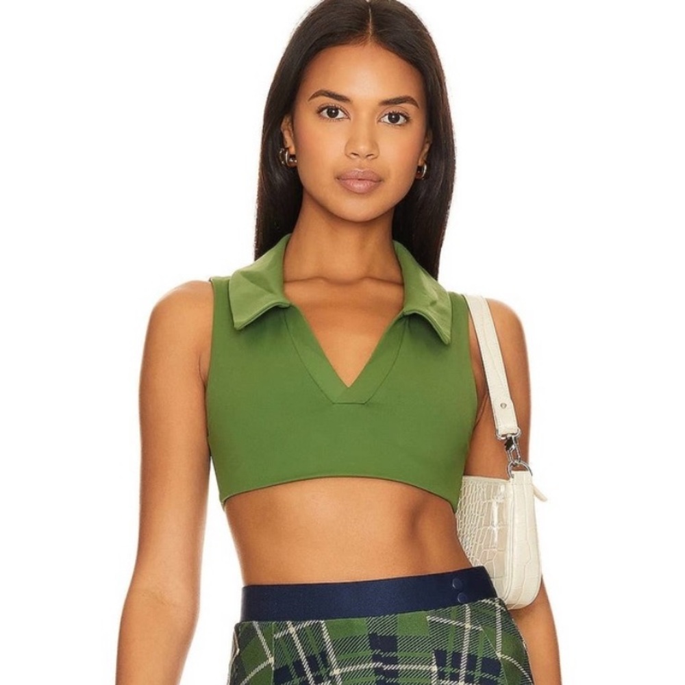 NWT- WeWoreWhat Polo Bra Solid Court Green